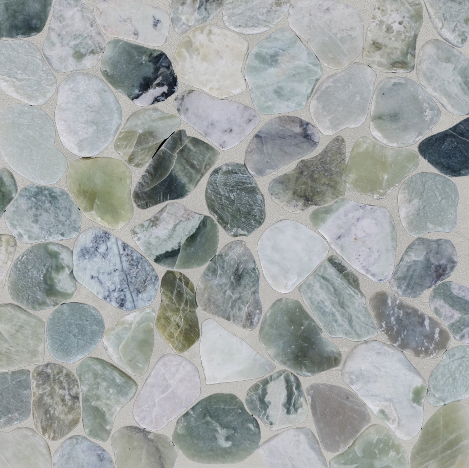 Sliced Green Ocean Pebble - Interlocking Mosaic Tile