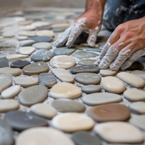Pebble Mosaic Tiles Installation – Outer Island Pebbles Thailand