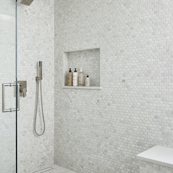 Grey strip pebble tile interlocking, natural stone feature wall Phuket Thailand
