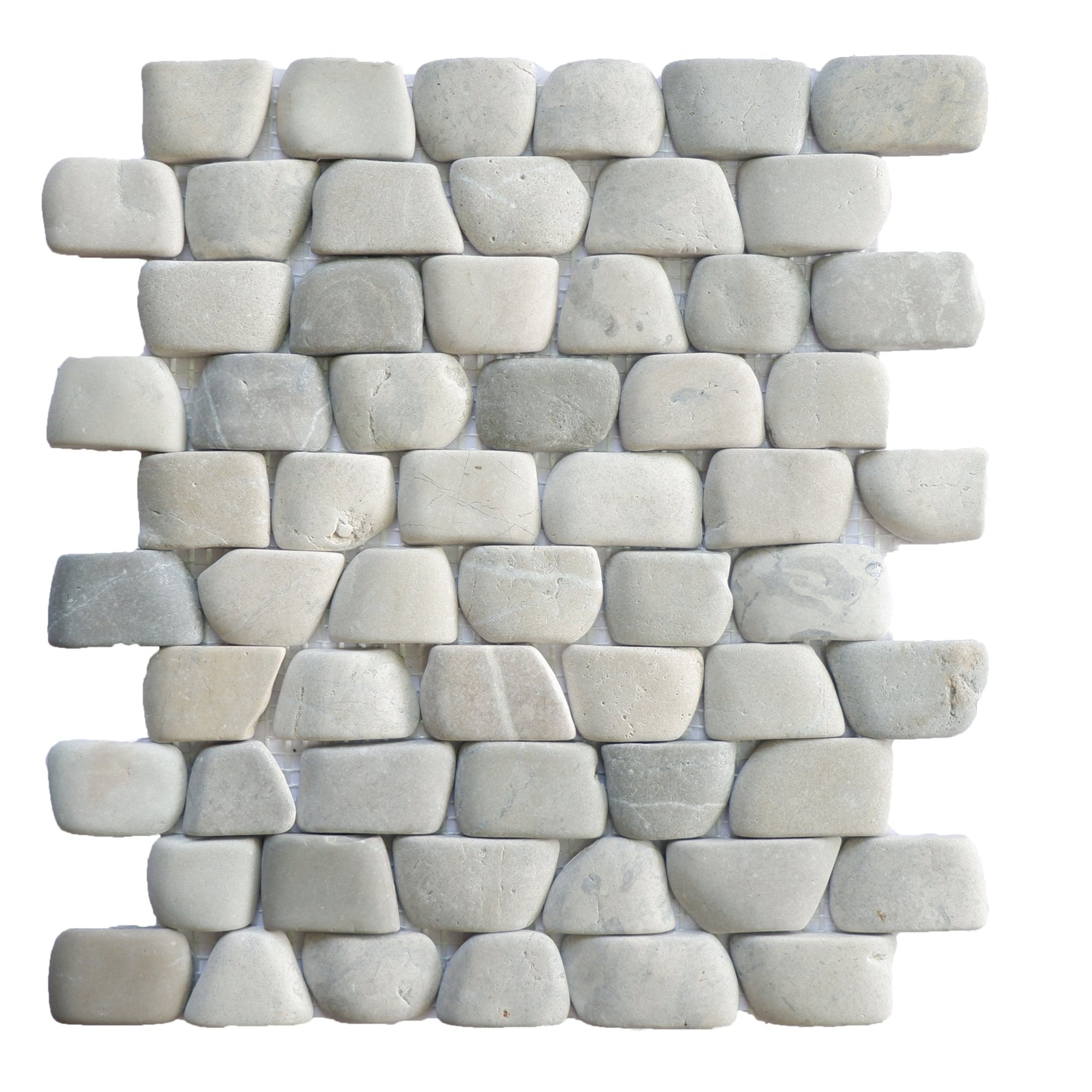 Grey strip pebble tile interlocking, mosaic wall tile, natural stone feature wall Phuket Thailand