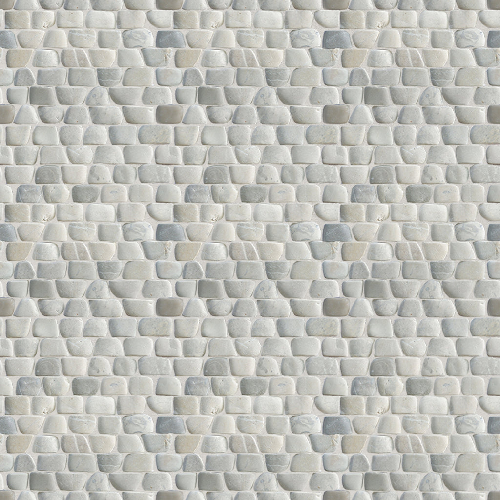Grey strip pebble interlocking mosaic wall tile, natural stone feature wall Phuket Thailand