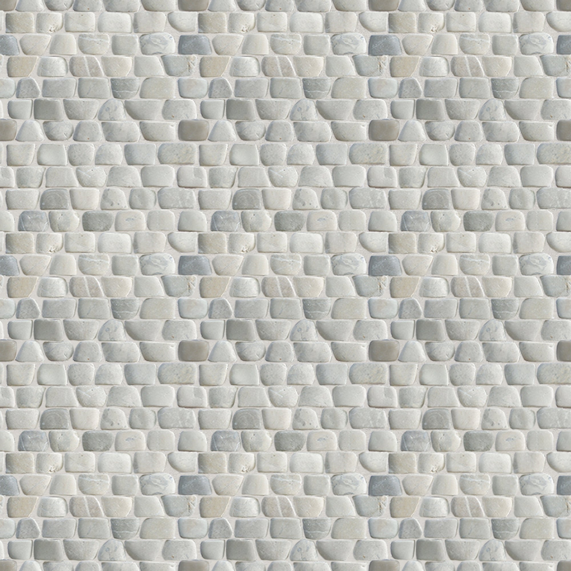 Grey strip pebble interlocking mosaic wall tile, natural stone feature wall Phuket Thailand