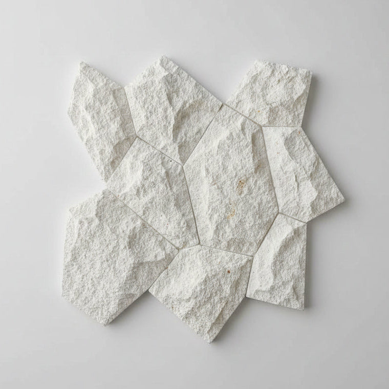 Random Cream White Split Face Tile - Interlocking.