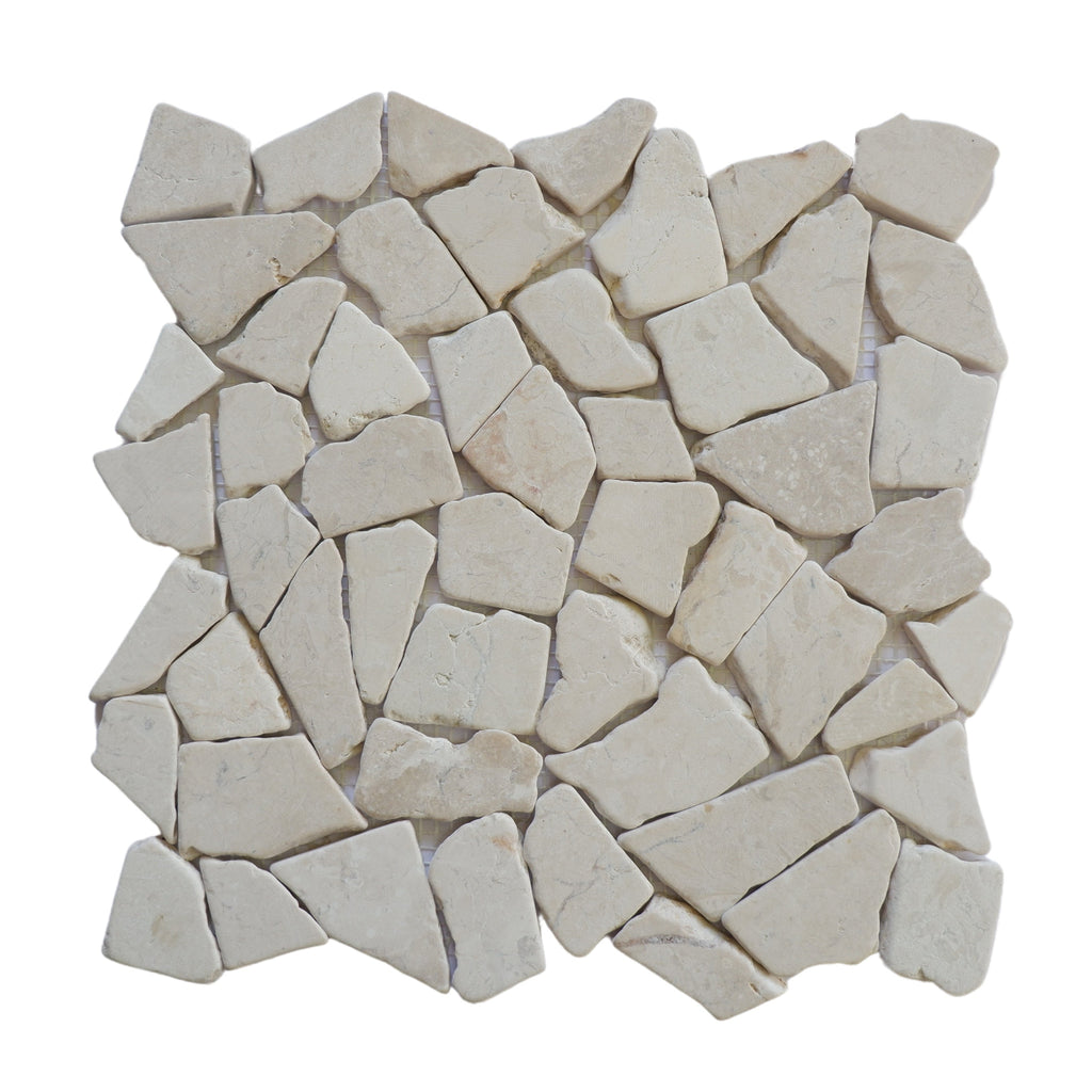 Random White Flat Mosaic Tile - Interlocking