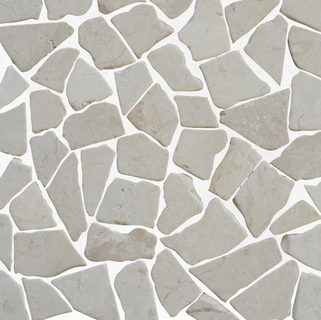 Random White Flat Mosaic Tile - Interlocking