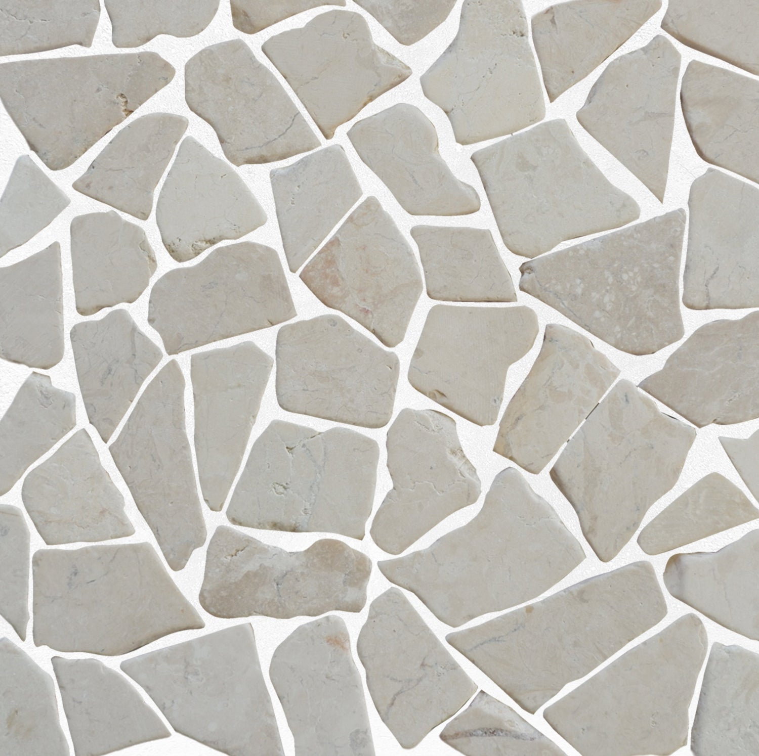 Random White Flat Mosaic Tile - Interlocking
