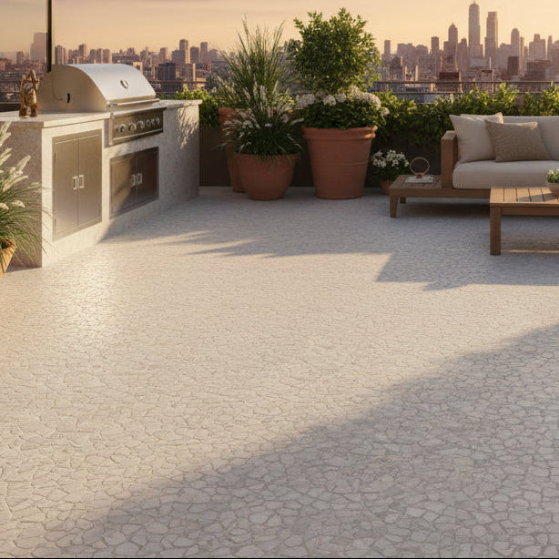 Random White Flat Mosaic Tile - Interlocking