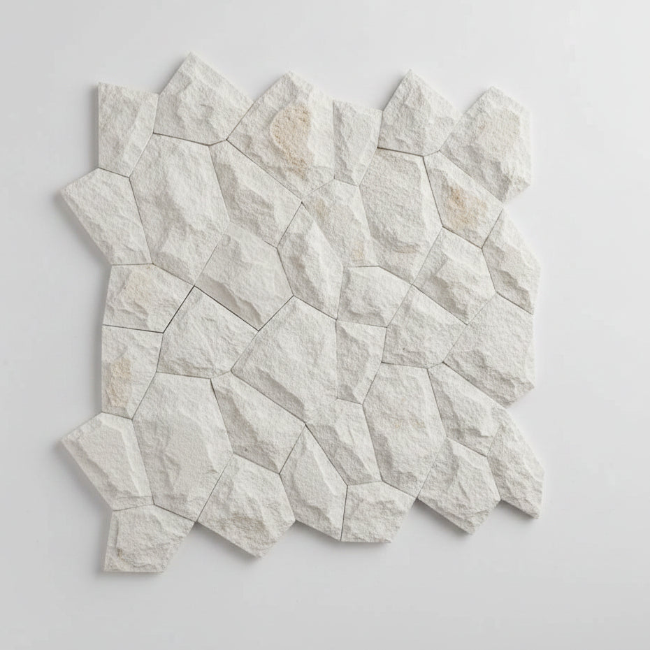 Random Cream White Split Face Tile - Interlocking.