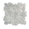 White pebble stone mosaic tile .