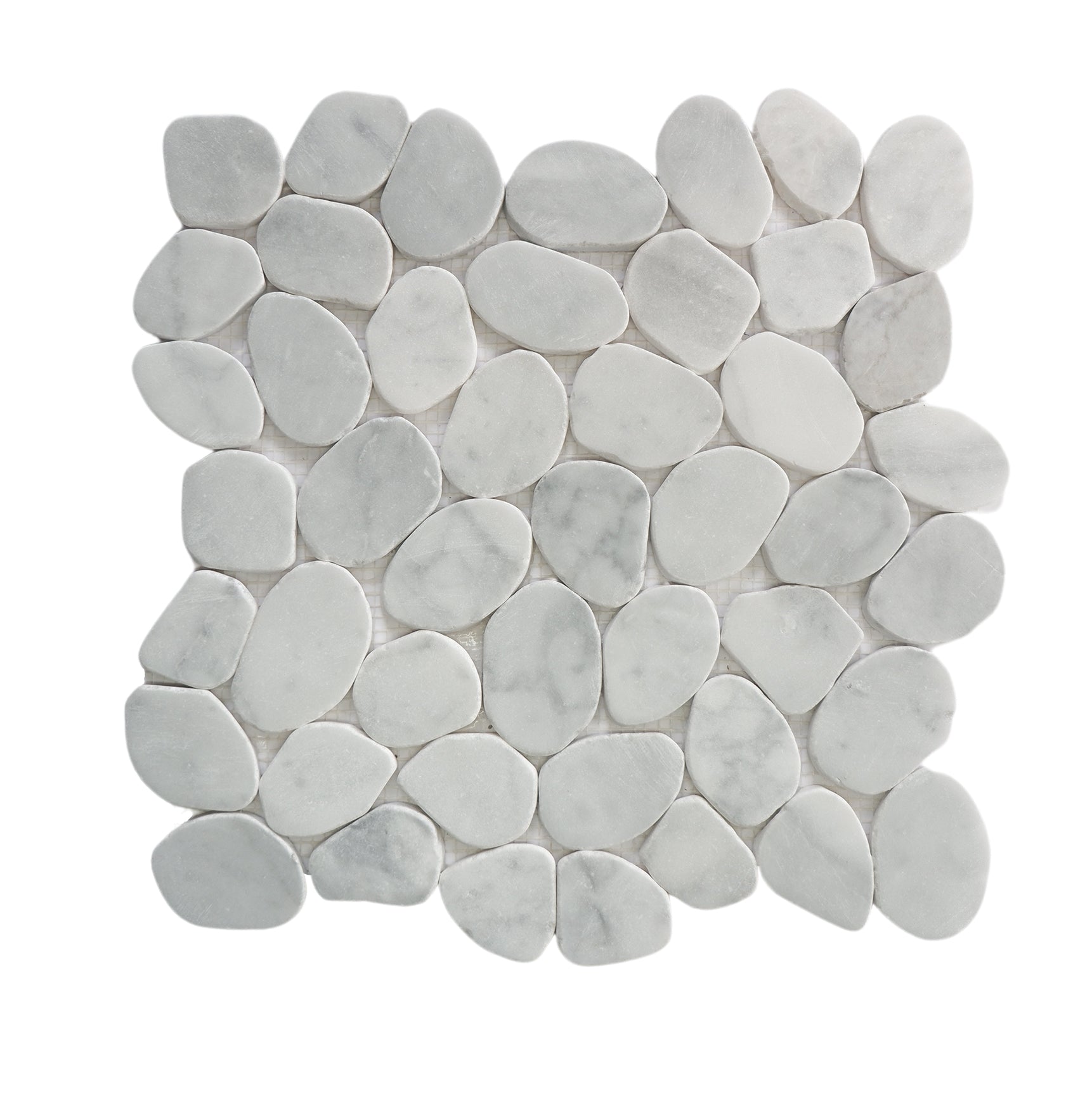 White pebble stone mosaic tile .