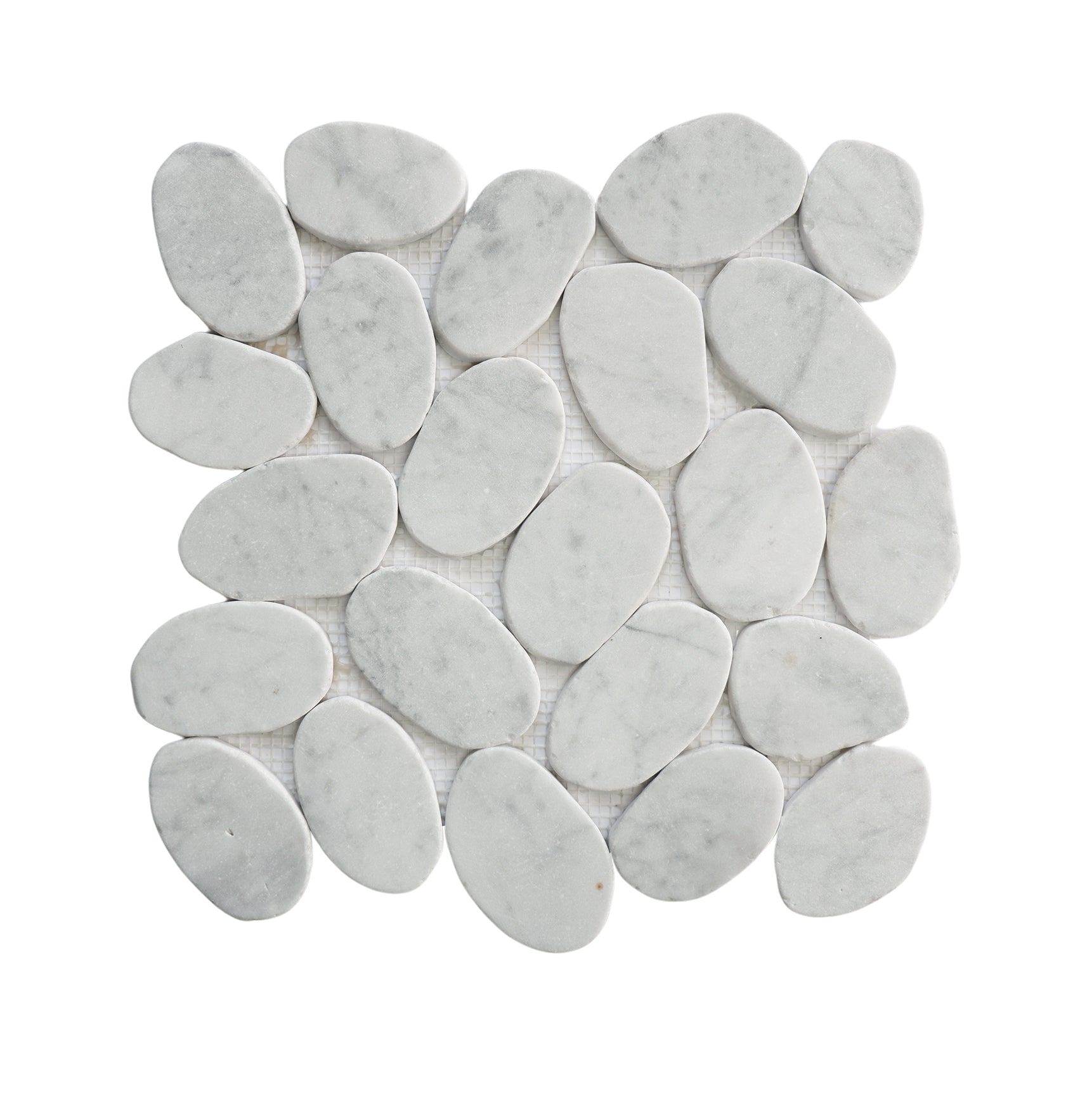 Sliced Carara Pebble - Interlocking Mosaic Tile.