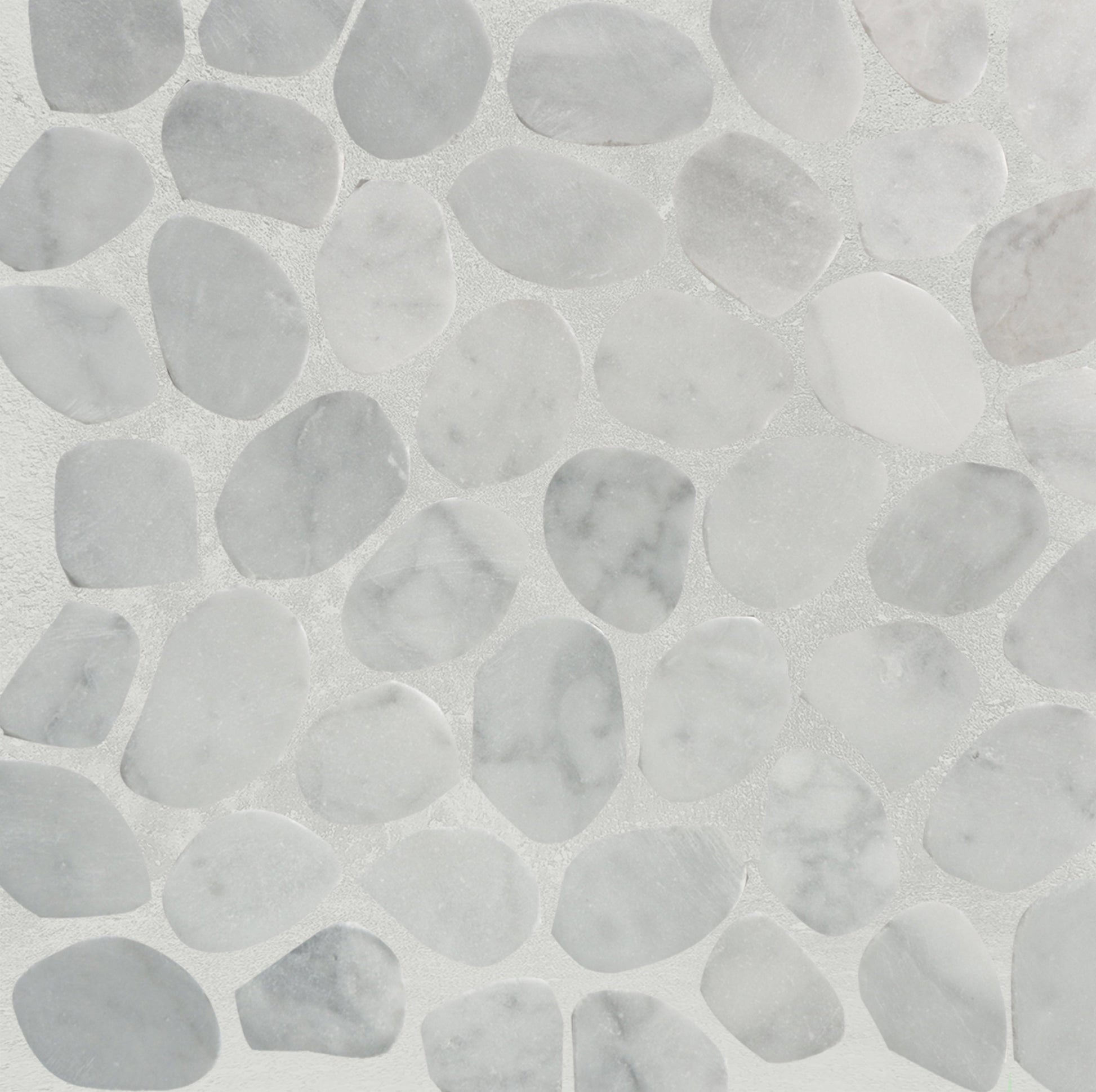 Sliced Carara Pebble - Interlocking Mosaic Tile.