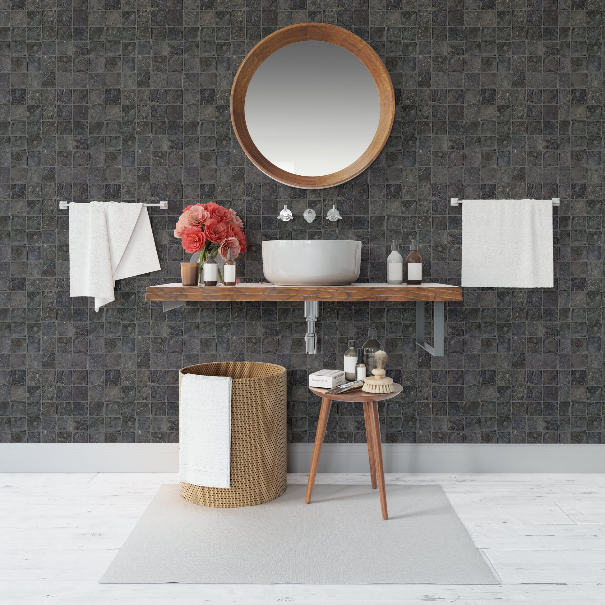 Molar Black Alor Pebble 5 - Mosaic Tile