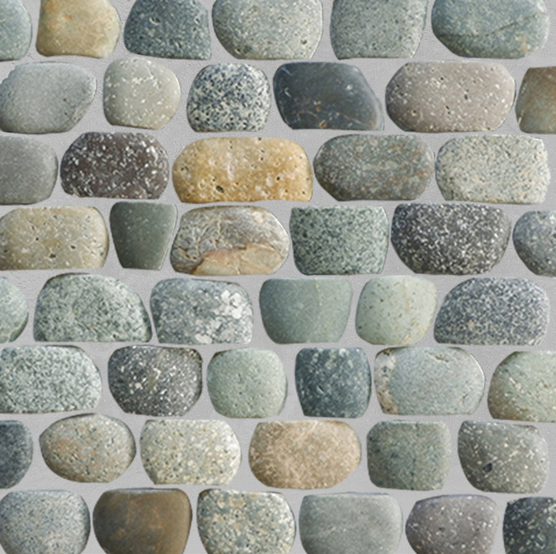 Strip Mixed Pebble  -  Mosaic Tile Interlocking