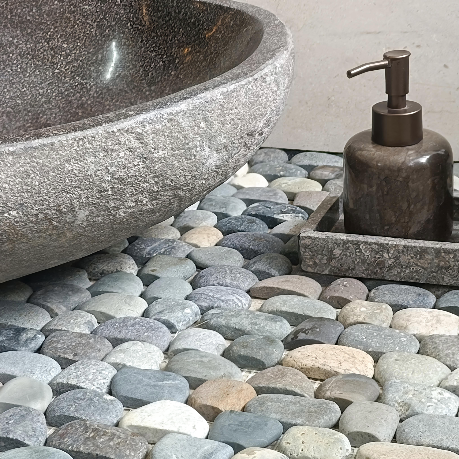 Strip Mixed Pebble  -  Mosaic Tile Interlocking